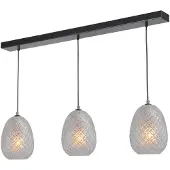 Masterlight Lampe suspendue noire Pineapple 3 lumières avec verre clair