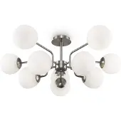 Maytoni Lustre, métal nickel, verre blanc, 10 flammes, D 90,7cm