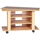 Wohnling Banc TV HiFi en hêtre Table TV pivotante & à roulettes 75 x 38 x 51 cm ; WL1.340