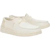 HEY DUDE Wendy Espadrille Slip On, Femme, Baskets, Blanc, Textile, Chaussure d'été - Chaussure femme Slipper / Trotteur, Blanc