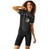 Regatta Rwm022 2 Mm Woman Short Sleeve Back Zip Shorty Noir 14-16 Femme
