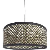 Steinhauer Suspension Sparkled Light noir avec abat-jour en bambou Ø 50cm