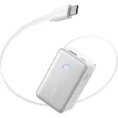 Anker Batterie externe Nano 10.000 mAh, 45W, avec câble USB-C InstaCord rétractable, Blanc