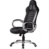 Amstyle Chaise de bureau RACER aspect cuir, noir