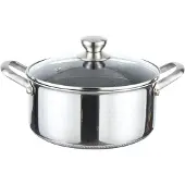 Cheffinger Casserole en acier inoxydable de 24 cm de diamètre, motif alvéolé, compatible induction, avec couvercle en verre, revêtement antiadhésif, résistante aux rayures, inoxydable
