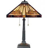 QUOIZEL Lampe de table, verre Tiffany, bronze, H 58,4 cm
