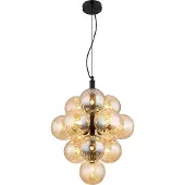 Globo Lighting Lampe pendante noire Conor avec verre ambré