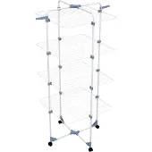 Gimi Stendi Étendoir modulaire 4 tours 4 étagères en acier avec roues Grand étendoir à linge 71 × 71 × 170h cm + 2 supports à cintres