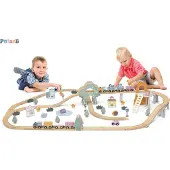 Polar B Viga Polarb Voie ferrée en bois pour enfants 90 pièces