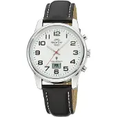 Master Time MTGA-10814-12L Montre radiopilotée pour homme avec bracelet en cuir noir