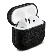 Accezz Coque en cuir véritable pour Apple Airpods 4 - Noir