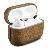 Accezz Coque en cuir véritable pour Apple Airpods Pro - Taupe