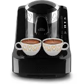 Arzum Cafetière turque, Capacité de la cafetière 2 tasses Remplissage direct Détection automatique du niveau d'infusion Technologie d'ébullition brevetée Autonettoyage 710W- Noir-Chrome