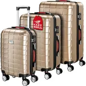 Monzana Lot de 3 valises rigides champagne avec serrure
