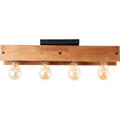 Brilliant Calandra Plafonnier 4 flammes noir/couleur bois 99450/76