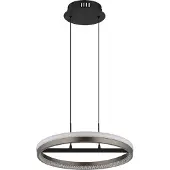 Globo Suspension LED, aluminium gris, cristaux, H 150 cm