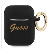GUESS Gua2Sssk Airpods 1/2 Cover Czarny/Black Silicone Vintage Script