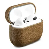 Accezz Coque en cuir véritable pour Apple Airpods 3 - Taupe