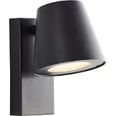 Brilliant : Applique murale extérieure noire Bari | Hauteur : 17 cm | Douille GU10, puissance maximale : 10W | Indice de protection IP44 | Matériaux : métal/plastique