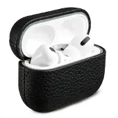 Accezz Coque en cuir véritable pour Apple AirPods Pro 2 - Noir