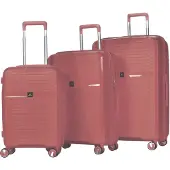 Hoffmans set de 3 valises rigides en plastique léger Valise avec quatre roues doubles Or rose