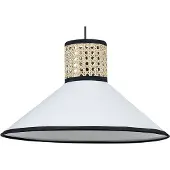 Beliani Lampe suspendue blanc naturel noir rotin polyester abat-jour Boho suspension lumineuse