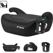 Tulano Cabby 20 Noir – siège enfant i-Size R129, 125–150 cm, orienté vers l'avant, ceinture de sécurité, porte-gobelet, housse amovible