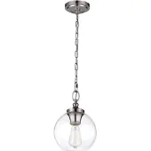 Elstead Lighting Suspension Tabby, nickel poli, 1xE27x60W, verre, dimensions : 196,9 x 21,6 x 21,6 cm, IP20, Feiss