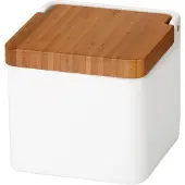 Tescoma Salzmetze Porzellan mit Holzdeckel, Höhe: 110 mm, Länge: 120 mm, Breite: 120 mm
