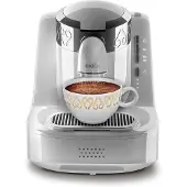 Arzum Cafetière turque, Capacité de la cafetière 2 tasses Remplissage direct Détection automatique du niveau d'infusion Technologie d'ébullition brevetée Autonettoyage 710W Blanc
