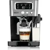 BEEM ESPRESSO-LATTE Machine à café porte-filtre | 15 bar | Avec réservoir de lait de 0,4 L & réservoir d'eau de 1,4 L | Ecran LCD | Consistance individuelle de la mousse de lait