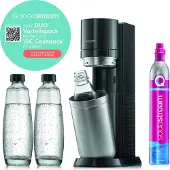 SodaStream Gazéificateur d'eau DUO titane pack d'avantage avec 3 bouteilles et cylindre Quick Connect