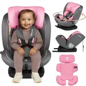 Lionelo Bastiaan Siège auto enfant i-Size de la naissance à 12 ans, de 0 kg à 36 kg, i-Size, Isofix + Top Tether - rose