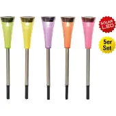 Näve LED Piquet de terre solaire, set de 5 - acier inoxydable, plastique - rouge, violet, orange ; 4180761