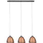 Brilliant Lampe Relax Suspension 3flg bronze/chrome | 3x A60, E27, 60W, g.f. Lampes normales n. ent. | Réglable en hauteur / Câble raccourcissable | Convient aux ampoules LED