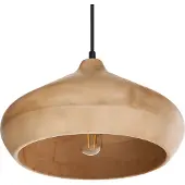 Beliani Lampe pendante en bois de manguier marron abat-jour rond pour plafond Style moderne Cuisine Salle à manger