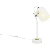 TRIO Lampe de table, métal, blanc, E27, interrupteur à cordon, H 45 cm