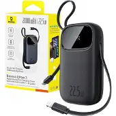Baseus Batterie externe 20000 mAh EnerFill FC31, 22,5 W, USB-C, Lightning, USB-A, câbles intégrés, affichage LED, noir