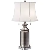 FEISS Lampe de table avec abat-jour Stateroom, nickel antique, 2xE27x60W, tissu, dimensions : 68,6 x 40,6 x 40,6 cm, IP20, Feiss