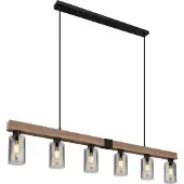 Globo Lampe suspendue Hadera Noir à 6 lumières avec verre fumé