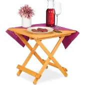 Relaxdays Table pliante en bois , pour le salon, le balcon et la terrasse, portable, stable, table d'appoint : 50 x 50 x 50 cm, couleur naturelle