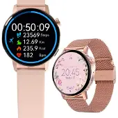 Forever Montre intelligente pour femme Sportband SB-350 Bluetooth, contrôle de la musique, podomètre, etc. IP67, montre de fitness, cardiofréquencemètre or rose