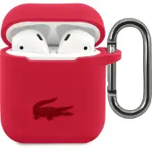 Lacoste Liquid Silicone Glossy Printing Logo Case für AirPods 1/2 rot