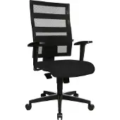 LÜLLMANN Chaise de bureau pivotante avec accoudoirs, dossier en résille, piètement en plastique, e GS, noire