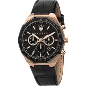 Maserati hommes montre STILE chronographe bracelet en cuir noir UMAR8871642001