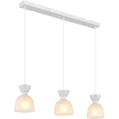 Globo Lighting Suspension, métal, verre, blanc, hauteur à raccourcir, L 56 cm