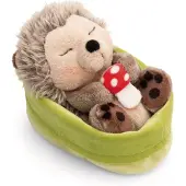 Nici 61583 Doudou hérisson avec amanite tue-mouches 12cm dans un panier vert clair
