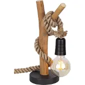 Globo Lampe de table en bois Nerida avec de la corde