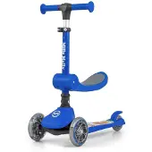 Milly Mally Scooter Fuzzy - Trottinette d'équilibre à trois roues avec siège, roues lumineuses LED, guidon réglable en hauteur, sûre et stable pour les enfants à partir de 18 ans