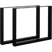 CLP Pieds de table modernes, profil carré, couleur noire, avec protections intégrées pour le sol, capacité jusqu'à 400 kg, lot de 2